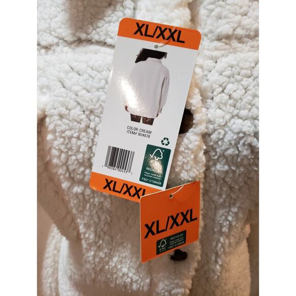 32 Degrees Heat Sherpa Jacket White Fuzzy Button Front XL/XXL Cozy Winter Warm - Picture 4 of 13